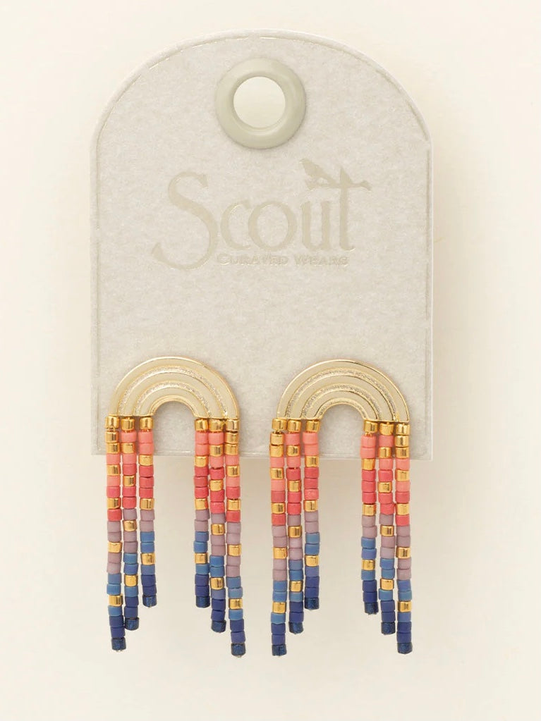 Miyuki Rainbow Fringe Earrings- Multi/Gold
