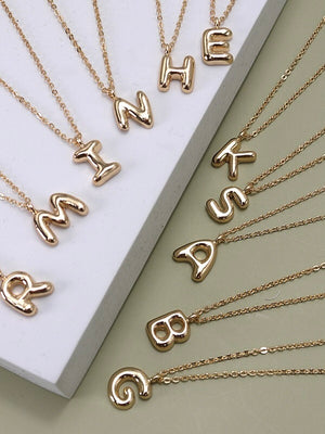 Bubble Letter Initial Necklace