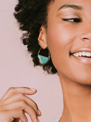 Prism Hoop Earrings- Rose Quartz