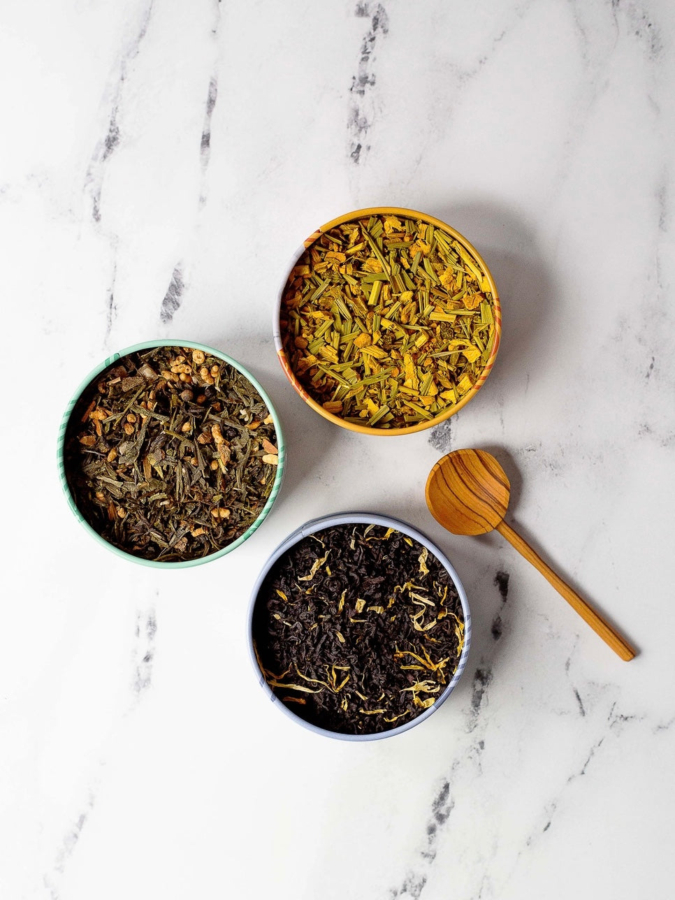 Assorted Trio Tin & Spoon - Organic Black, Green, Herbal Tea