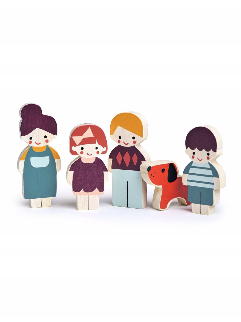Wooden Family with Dog
