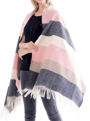 Pink/Grey Striped Scarf