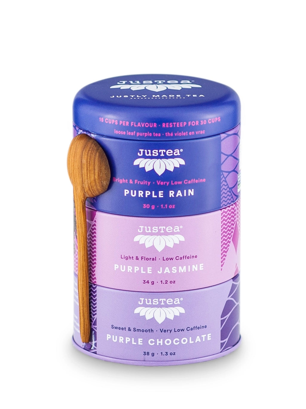 Purple Tea Trio Tin & Spoon - Organic, Fair-Trade Tea Gift