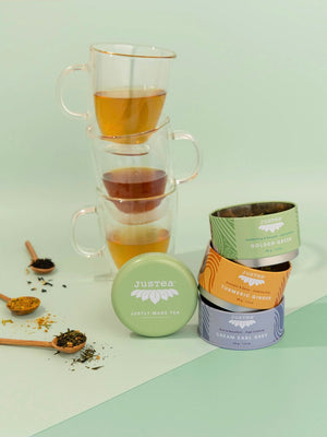 Assorted Trio Tin & Spoon - Organic Black, Green, Herbal Tea