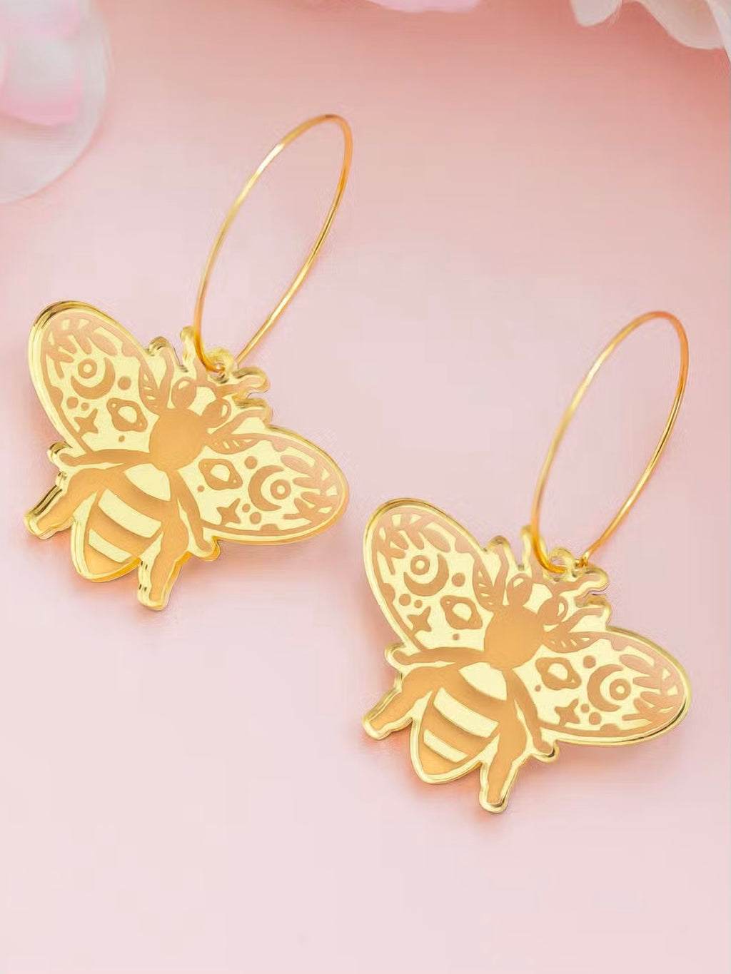 Gold Acrylic Bee Earrings