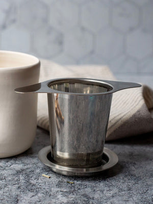 Tea Infuser with Dual-Use Coaster Lid - Tea Steeper Strainer