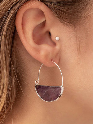 Prism Hoop Earrings- Amethyst