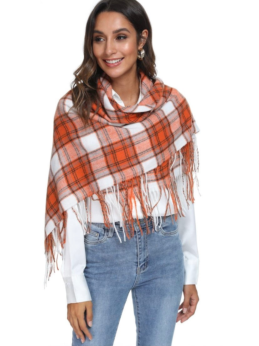 Orange Plaid Scarf