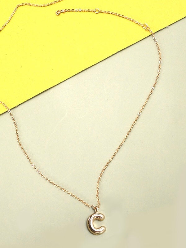 Bubble Letter Initial Necklace