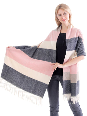 Pink/Grey Striped Scarf