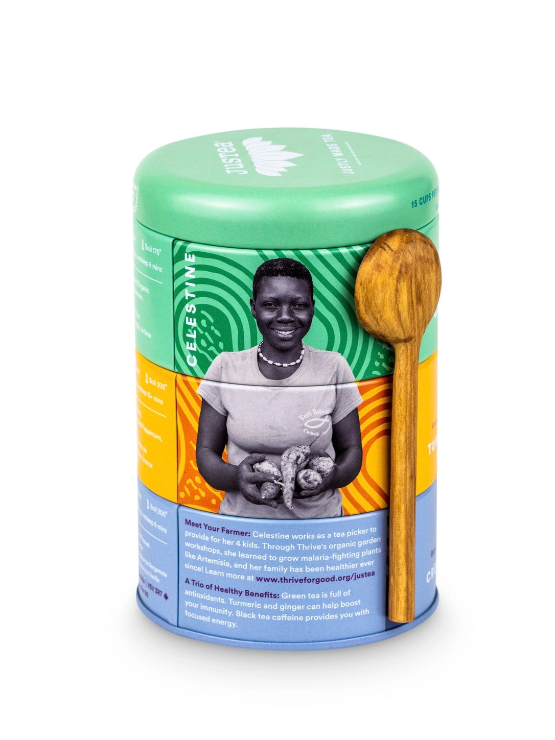 Assorted Trio Tin & Spoon - Organic Black, Green, Herbal Tea