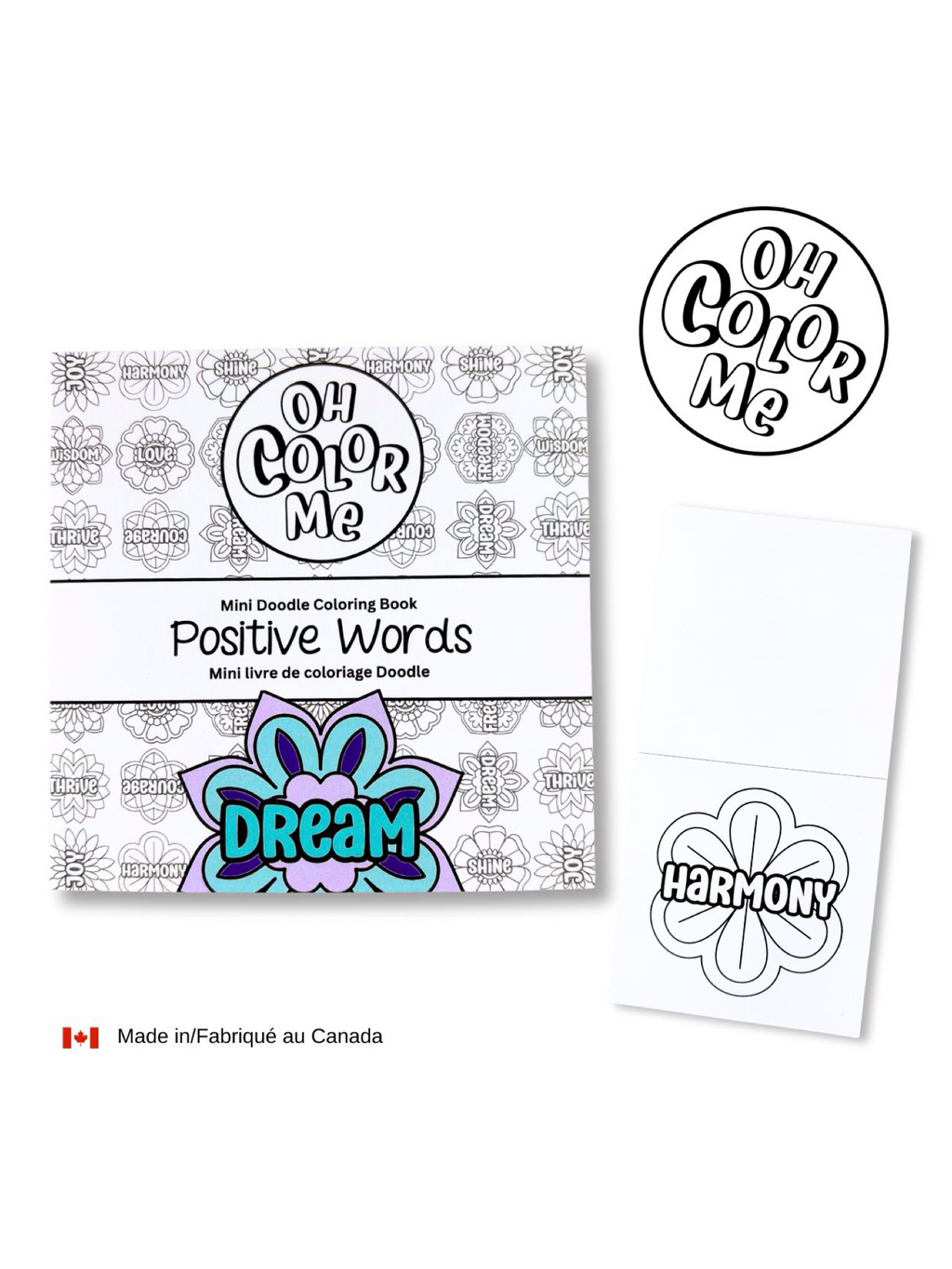 Mini Coloring Book Positive Words, 4"x4"