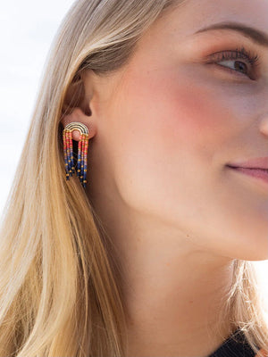 Miyuki Rainbow Fringe Earrings- Multi/Gold