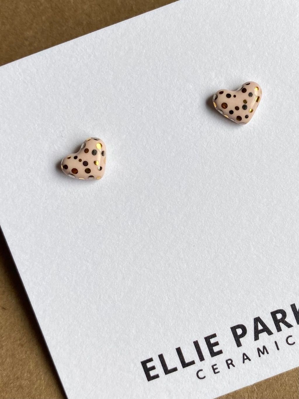 Ceramic Speckled Heart Studs