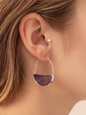 Prism Hoop Earrings- Rose Quartz