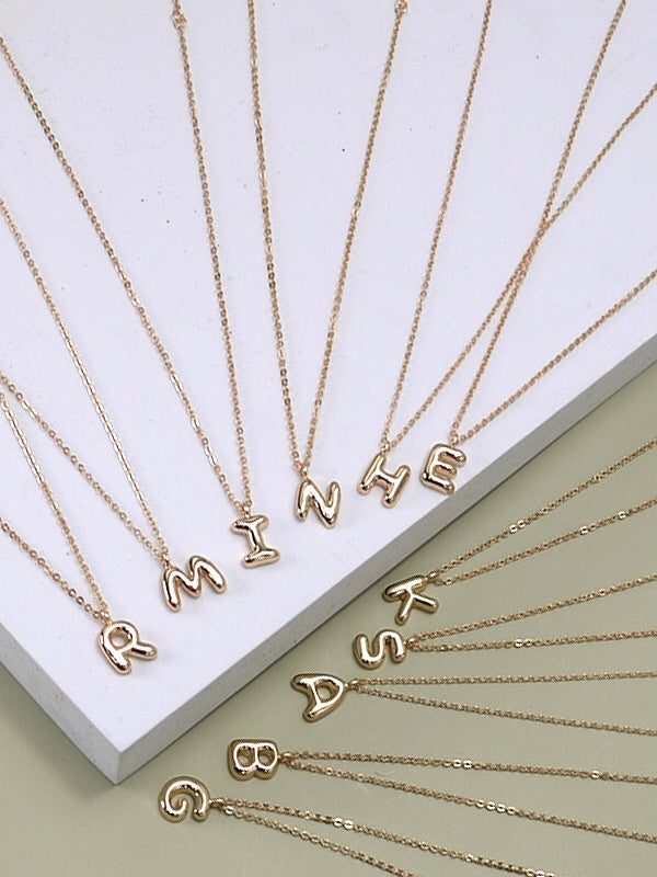 Bubble Letter Initial Necklace