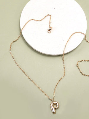 Bubble Letter Initial Necklace