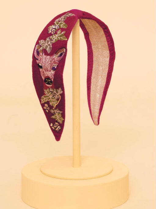 Fuchsia Embroidered Velvet Headband