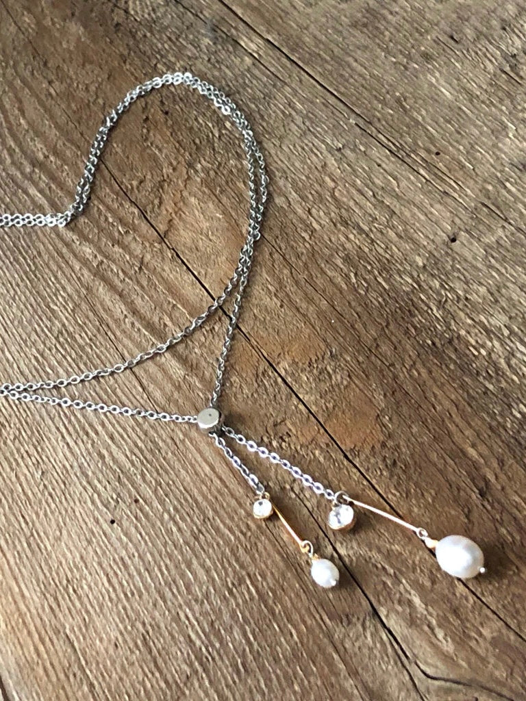 Dainty Gold and Pearl Necklace