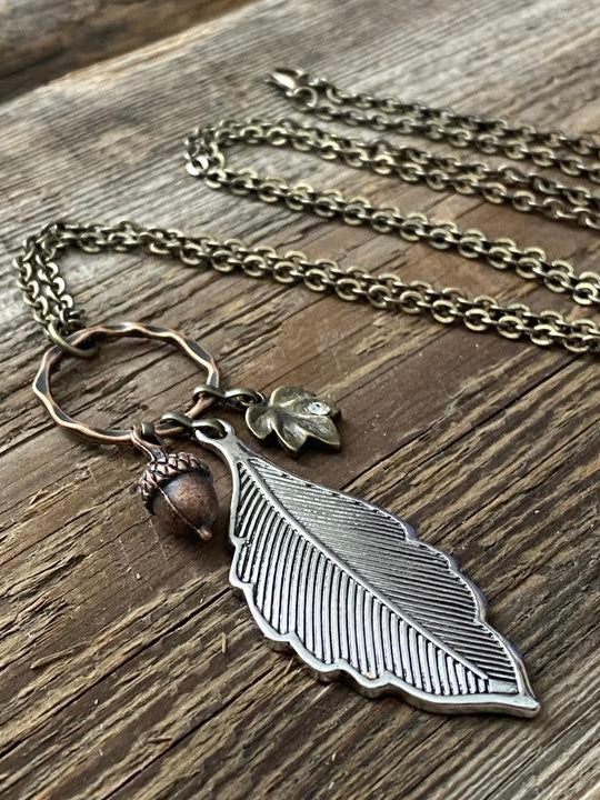 Mixed Metal Leaf Necklace