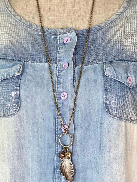 Mixed Metal Leaf Necklace