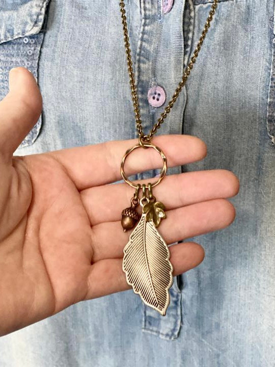 Mixed Metal Leaf Necklace