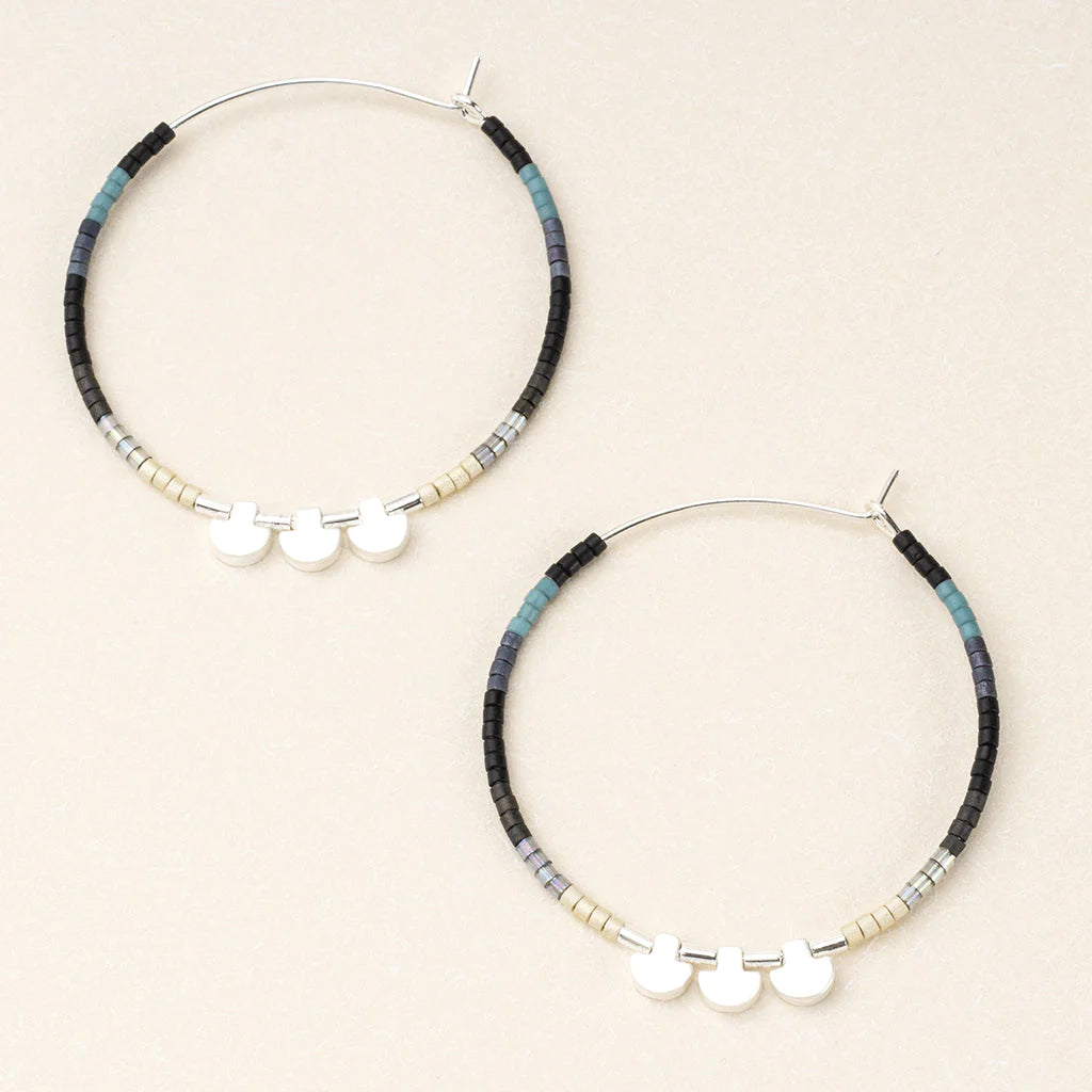 Miyuki Large Hoop - Black Multi/Silver