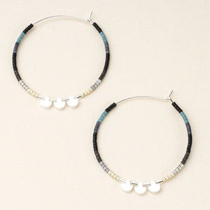 Miyuki Large Hoop - Black Multi/Silver