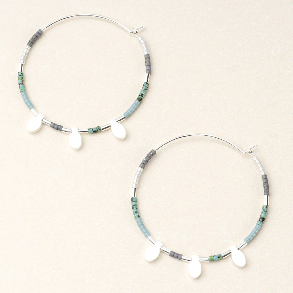 Miyuki Large Hoop - Turquoise Multi/Silver