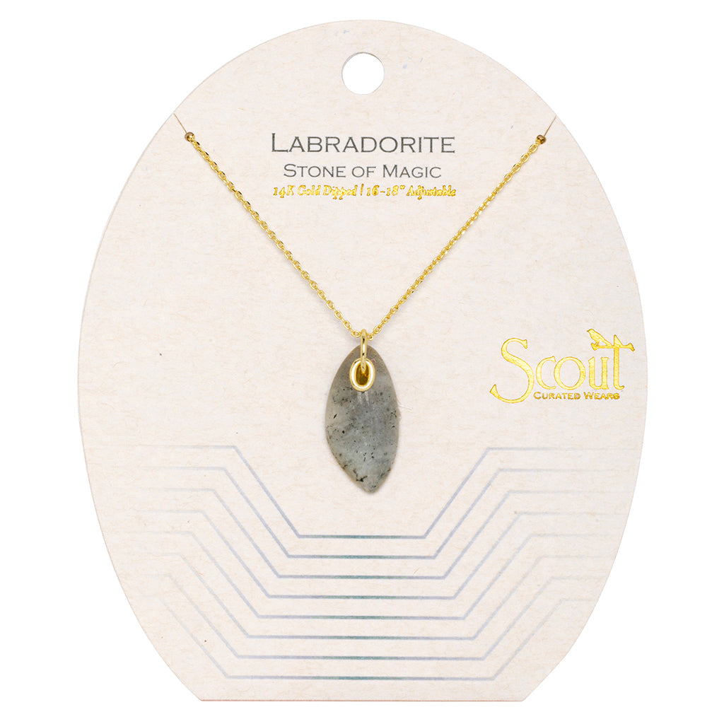 Organic Stone Necklace-Labradorite/Gold