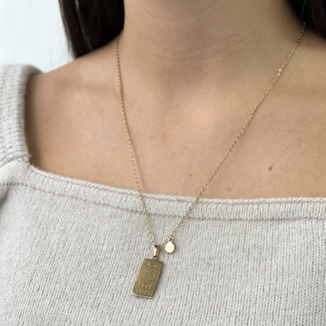 Zodiac Card Necklace - Gold
