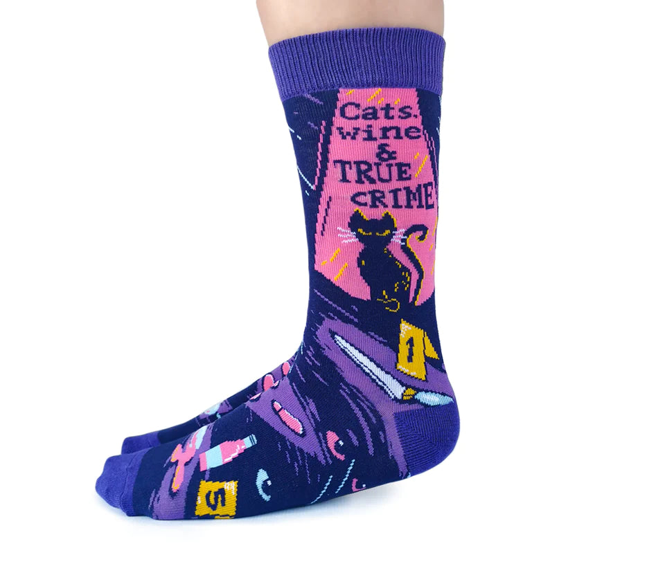 Cats, Wine And Crime Socks