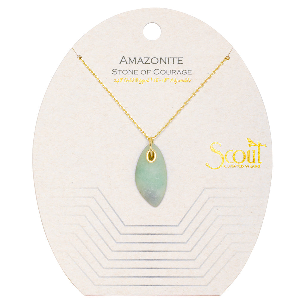 Organic Stone Necklace- Amazonite/Gold