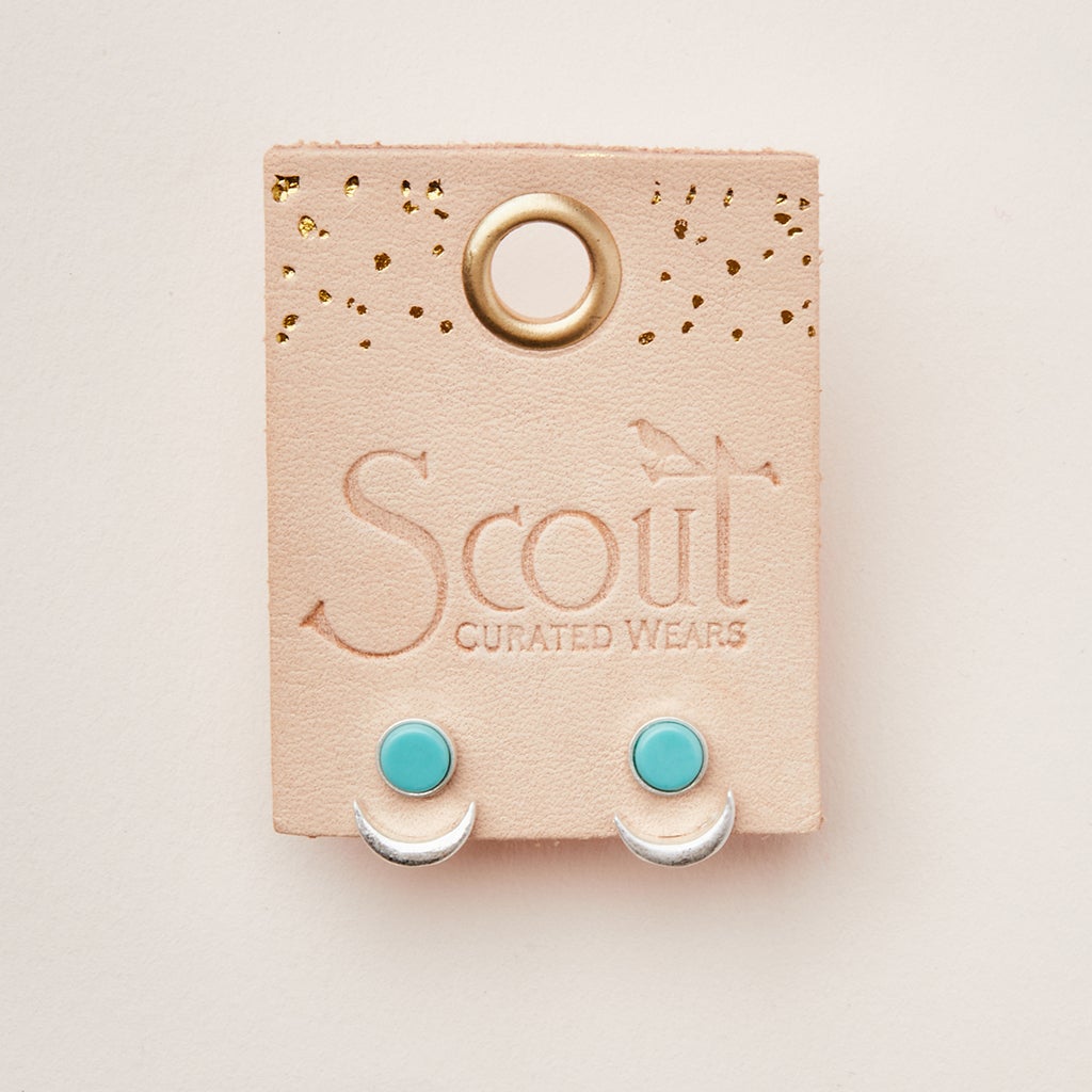 Stone Moon Phase Ear Jacket - Turquoise