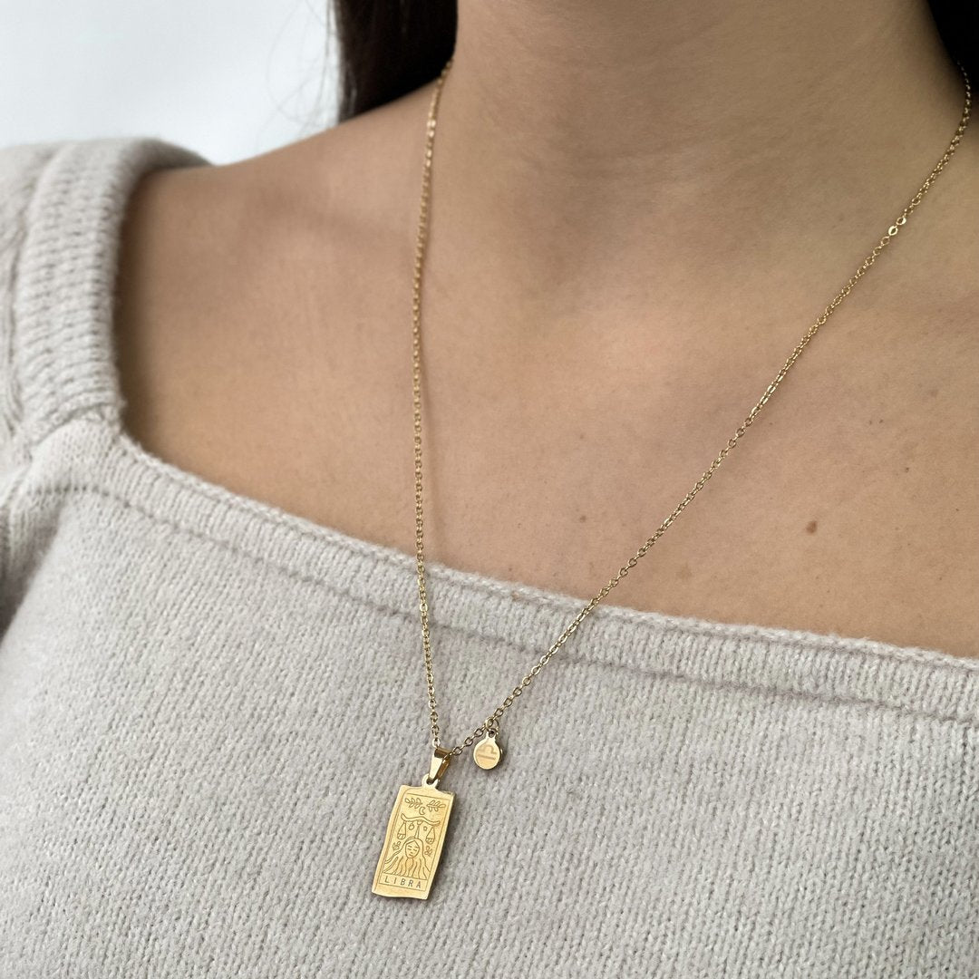 Zodiac Card Necklace - Gold