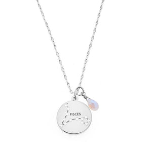 Zodiac Round Necklace- Silver