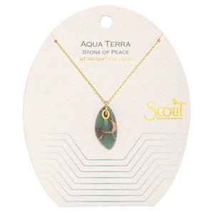 Organic Stone Necklace- Aqua Terra/Gold