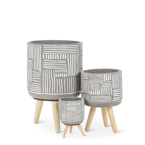 Grey Grid Tripod Planters