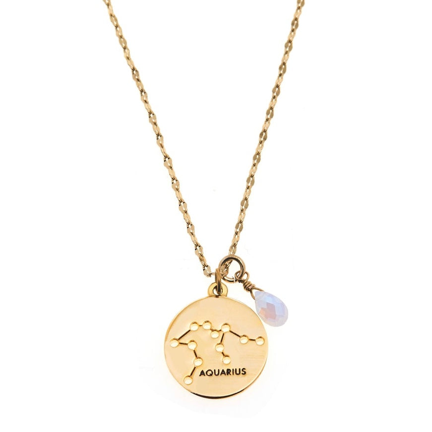 Zodiac Round Necklace- Gold