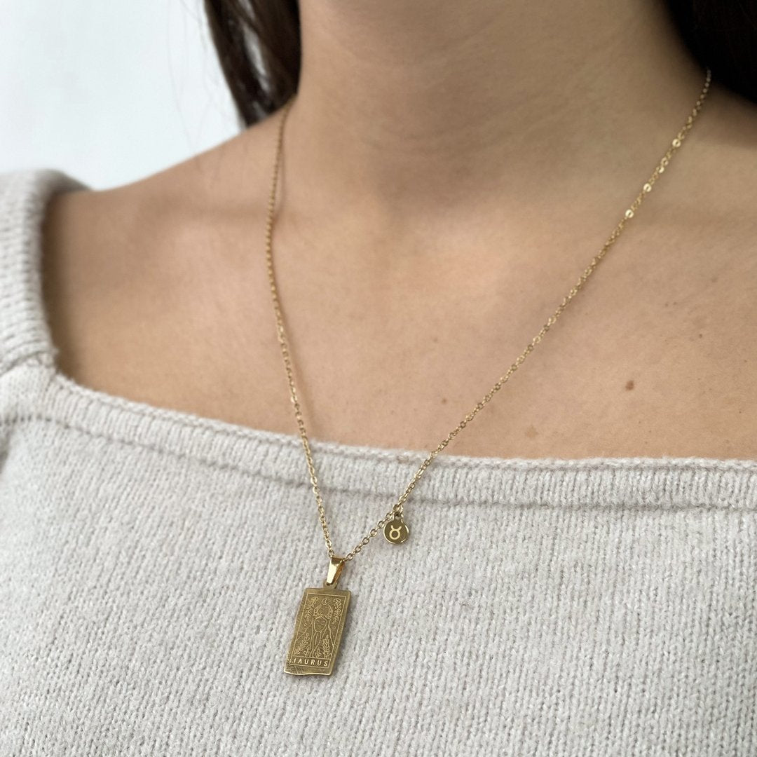 Zodiac Card Necklace - Gold