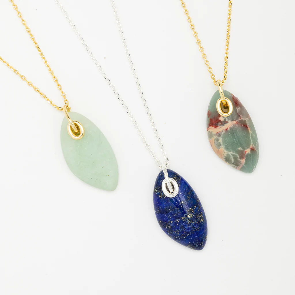 Organic Stone Necklace- Aqua Terra/Gold