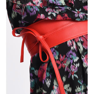 Wide Tie Belt - Red