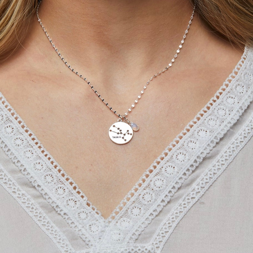 Zodiac Round Necklace- Silver