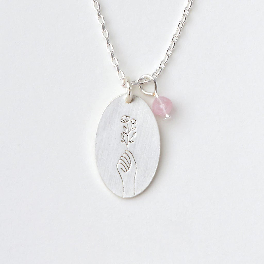 Stone Intention Charm Necklace- Rose Quartz