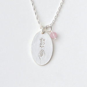 Stone Intention Charm Necklace- Rose Quartz