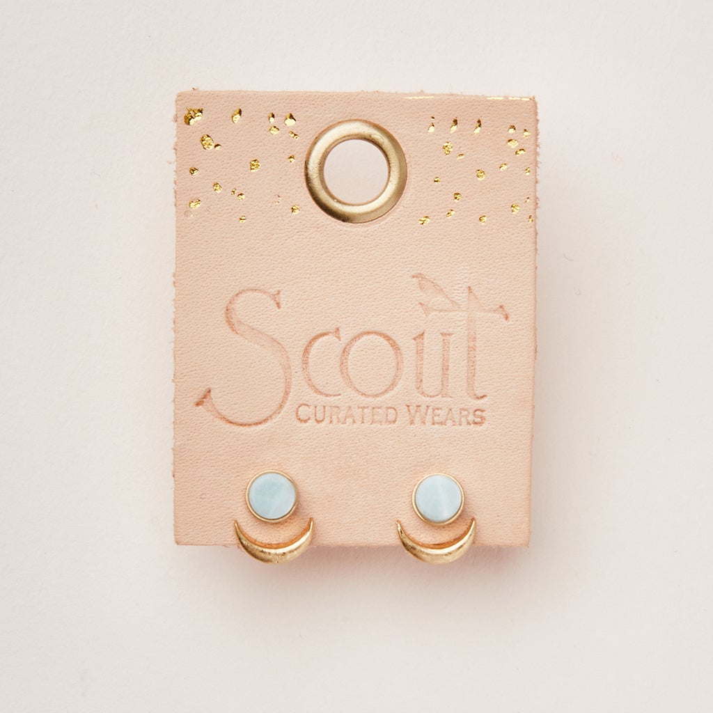 Stone Moon Phase Ear Jacket - Amazonite