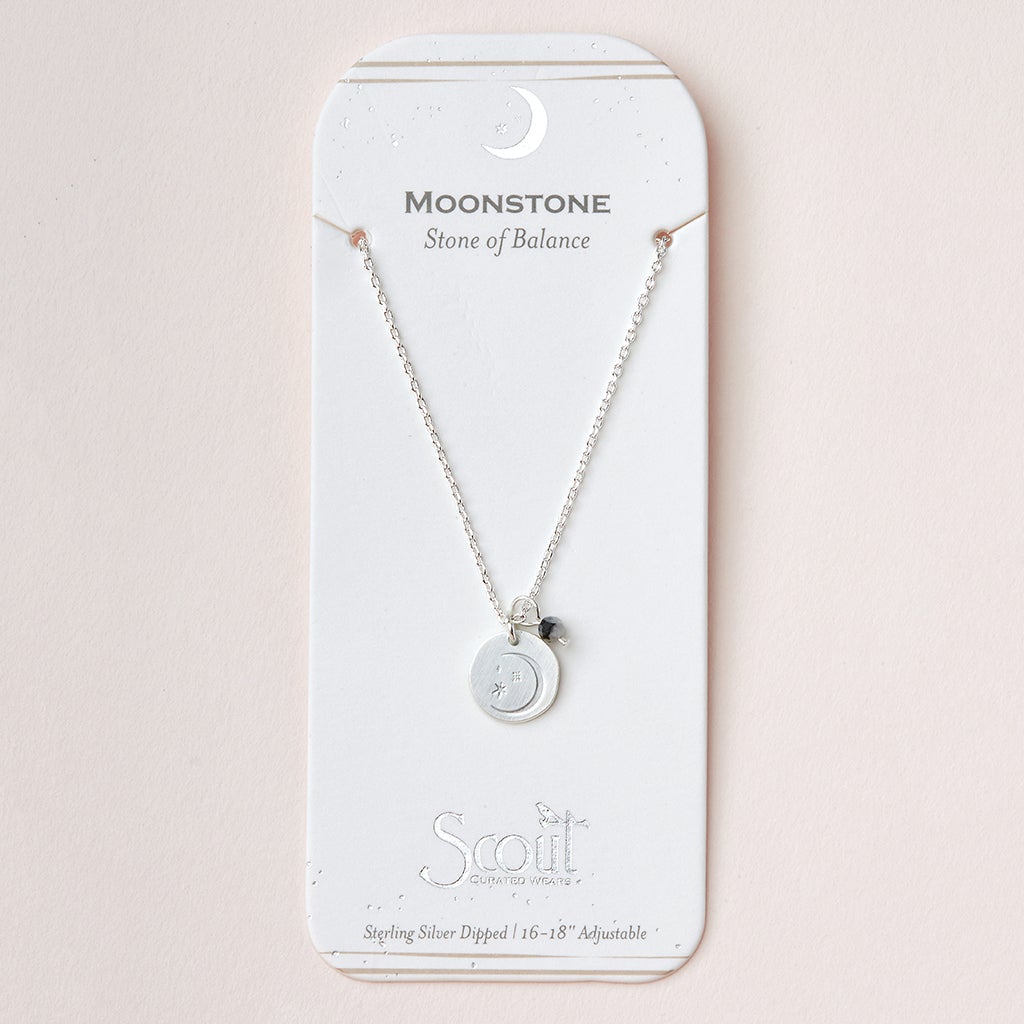 Stone Intention Charm Necklace- Moonstone