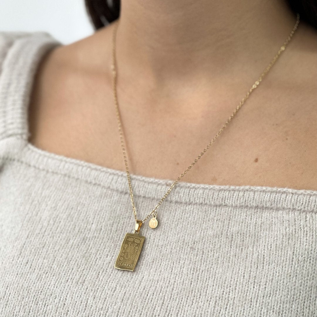 Zodiac Card Necklace - Gold