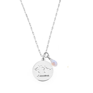 Zodiac Round Necklace- Silver