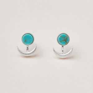 Stone Moon Phase Ear Jacket - Turquoise